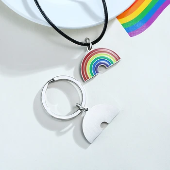 Vnox Colores del arco iris Colgantes para las Mujeres de los Hombres de Acero Inoxidable con una Cuerda de la Cadena de LGBT Gay Leisbian Collar de la Joyería