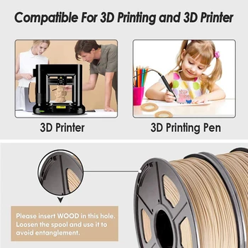 De Fibra de madera de la Impresora 3D del Filamento 1 kg Con Bobina de 1,75 mm Madera de Mejor Efecto Para la Artesanía Regalo de Cumpleaños de BRICOLAJE Material de Impresión