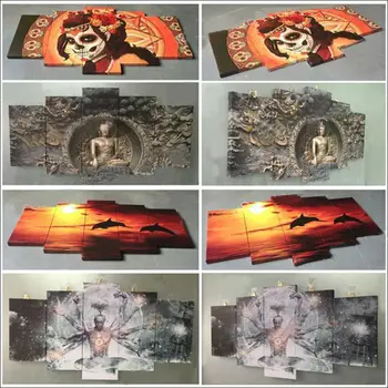 La pintura de la Pared de Arte Modular carteles de 5 Panel de la Música de Guitarra Vintage Frame HD Impreso Moderno Lienzo Sala de estar Fotos de Decoración para el Hogar