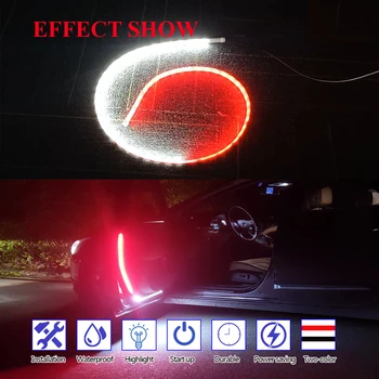 Auto-estilo Rojo-blanco LED de la Serpentina de la Puerta Anti-Colisión de la Luz de Advertencia de Bienvenida Decorativo Cinturón de Luz de Puerta de Coche de la Atmósfera de la Lámpara de CJ