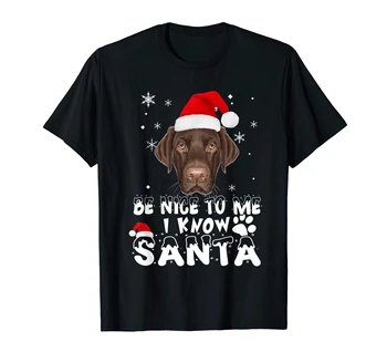 Perro de la Navidad T-Shirt-Camiseta de hombre-Negro Ser Agradable A Santa Labrador Retriever Me Sé