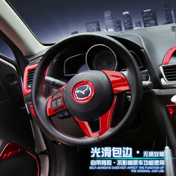 Rojo ABS completo del interior del coche decoración de lentejuelas para Kia Mazda 3 Axela 2016 Coche-estilo