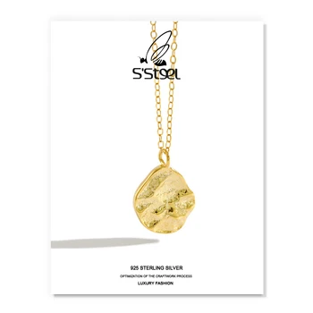 S'STEEL 925 Collar de la Plata Esterlina Para las Mujeres Irregulares Colgante de Oro de la Cadena de Bisutería de Plata 925 Macizo Pour Femme Collane de la Joyería