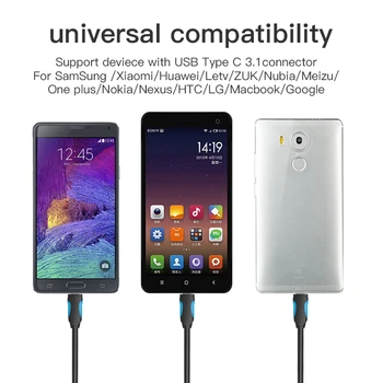 Intervención USB Cable USB Tipo C Cable de 2A USB 3.1 Carga Rápida USB-C Cable de Datos de Tipo C, Cable para Samsung Huawei ZUK de LG, Xiaomi 0.5