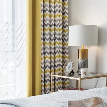 Las cortinas para el Salón Amarillo Despojado Byetee Personalizado Dormitorio Cortinas para la Ventana de Cortinas de Decoración para el Hogar Cortinas
