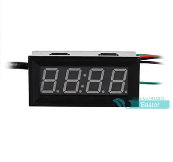 CC 0-30V Voltímetro Termómetro Reloj 3 en 1 0.56 Medidor Medidor con Sensor de Temperatura DS18B20 Luz Amarilla