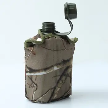 Militares del Ejército de Plástico Verde de 850 ml de Agua de Beber de la Botella de la Cantina con Cubierta de Tela para Deportes al aire libre Senderismo Camping de Viaje