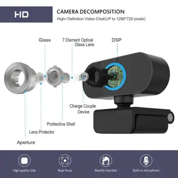 Mini USB HD de Enfoque Automático Webcam Incorporada En la reducción de Ruido Con Micrófono Llamada de Vídeo de la Cámara Web Камера Para Ordenador PC Portátil