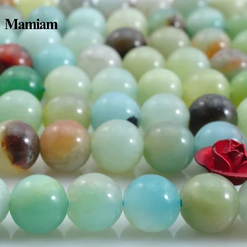 Mamiam Natural Colorido Amazonita Redondo Liso de Perlas 6-12mm Piedra Suelta Diy Pulsera del Collar de la Joyería de la piedra preciosa de Diseño