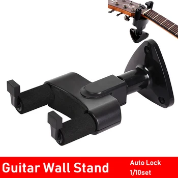 1/10pcs Guitarra Bajo Negro Montado en soporte con Bloqueo Automático de Gancho Guitarra soporte de Pared Soportes Estantes