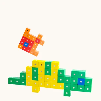 Bloque de madera Juguetes 10Pcs Imán Cubo Niños Magnético DIY 3D Modelo de Bloques de Construcción Para Niños Educativos de Matemáticas Juguetes Regalos de Navidad