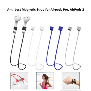 2Piece/Set Magnético Anti-pérdida de Correas para AirPods Pro AirPods 1 2 Silicona Suave de los Deportes de Cordón en el Cuello de la Cuerda de Cable para Apple cápsulas de Aire