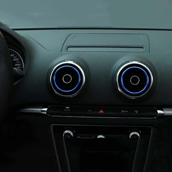 De Acero inoxidable de salida de aire cromados anillo salpicadero de un coche A/C aire de ventilación de la cubierta de la etiqueta engomada de la decoración para Audi A3 S3 2013-2016 de la Q2