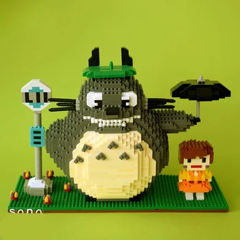 HC 3005 Anime Mi Vecino Totoro Gato de Animales de compañía de la Chica Modelo 3D DIY Mini Diamante de Bloques, Ladrillos de Construcción de Juguetes para Niños sin Caja