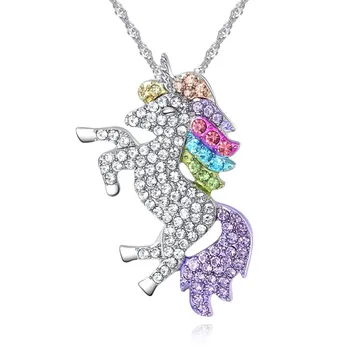 2021 Nuevo Cristal de Swarovskis Caliente Unicornio Colgante, Collar de Ajuste de la Mujer y la hembra de joyería Fina Para la Fiesta que es tan Lindo regalos
