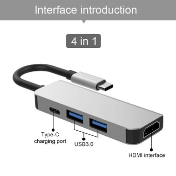 BKSCY Tipo C HUB USB-C a 3.0 HUB HDMI, Thunderbolt 3 Adaptador para MacBook de la Galaxia de Samsung S9 Huawei P20 Mate 20 Pro Tipo C HUB USB