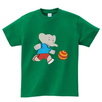El Elefante de dibujos animados Camiseta de los niños del Verano Tops Camisetas de los niños de Anime Camisetas de chico/chica Divertida historia de Babar parte superior de la ropa 2-13Y Camiseta NN