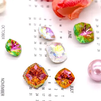 10mm Cuadrado diamantes de Imitación K9 Cristal AB Color de Fantasía Piedras Pointback 8mm Pegamento De Uñas de Strass de Cristales de Piedra de Cristal de Strass