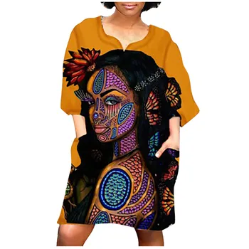 Plus Tamaño 5XL Africanos Vestidos Para las Mujeres 2021 Nuevo Vestido Sexy Apretado Nacional de Viento de Alta Elástico Impreso Vestidos africanos ropa