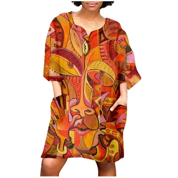 Plus Tamaño 5XL Africanos Vestidos Para las Mujeres 2021 Nuevo Vestido Sexy Apretado Nacional de Viento de Alta Elástico Impreso Vestidos africanos ropa