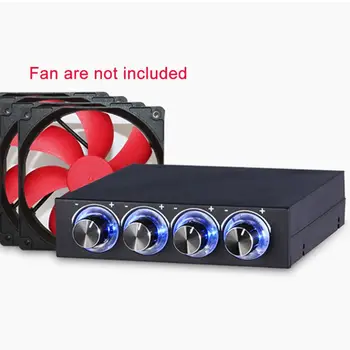 De 3,5 pulgadas disco duro de PC de 4 Canales de Velocidad Controlador de ventiladores con Azul/Rojo de Controlador de LED del Panel Frontal Para los Fanáticos de la informática 95AD