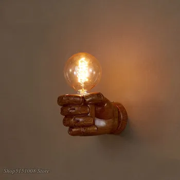 Loft de Estilo Nórdico Resina de Metal de la Lámpara de Pared del Arte de la Decoración de la mano izquierda la mano derecha de la mesita de Luz de Pared Para el Hogar lámpara de Pared, Lámpara de Iluminación Interior