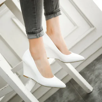 2020 Otoño de las Mujeres Genuino Zapatos de Altura Cuñas de Zapatos de Mujer de moda Casual Mocasines beige Blanco blanco rojo negro z473
