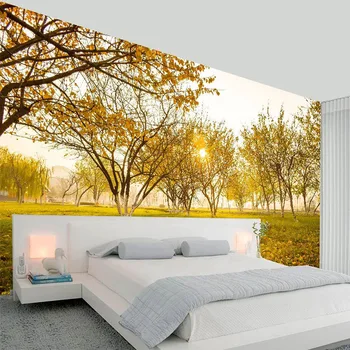 Personalizado Mural de papel pintado Moderno 3D Bosques de Sol de la Naturaleza del Paisaje Fresco de la Sala de estar Hotel Temático de Fondo de Pared Papeles Para las Paredes