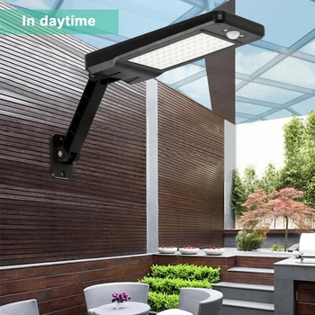 Impermeable de Movimiento PIR Sensor de Luz 60 LED Lámpara Solar Con Control Remoto para el Jardín al aire libre en el Patio de Iluminación
