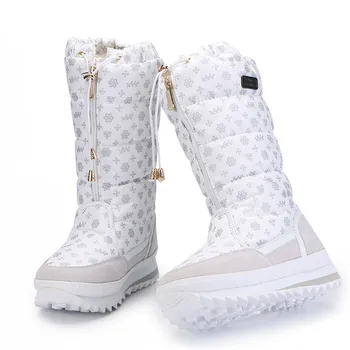 La mujer de nieve botas de invierno botas de plataforma gruesa felpa caliente antideslizante impermeable zapatos de invierno talla 35-42