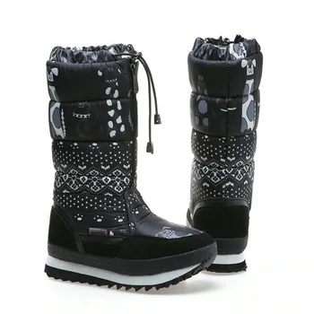 La mujer de nieve botas de invierno botas de plataforma gruesa felpa caliente antideslizante impermeable zapatos de invierno talla 35-42