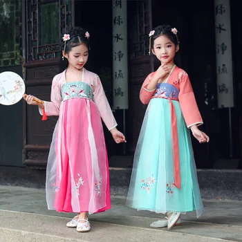 Tradicional china tang traje de hanfu vestido de chica nacional china de traje de hadas vestido de bebé tang traje de niños popular show de baile de disfraces