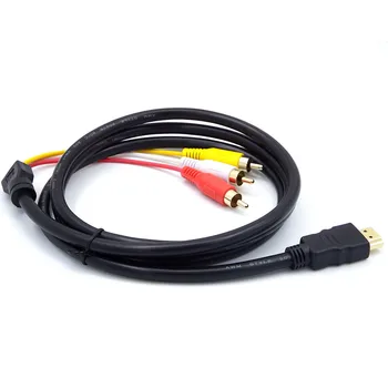 Macho a 3RCA AV Compuesto Masculino M/M Conector del Cable del Adaptador de Cable Transmisor