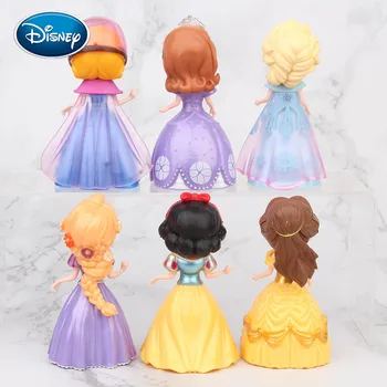 Disney Muñeca de Juguete 6pcs Vestido de Juguete Sofía/Anna/Aisha/Belle/Rapunzel/Blanco de la Nieve de la Princesa de la Mano de la Muñeca de las Niñas de la Decoración de la Casa 10cm