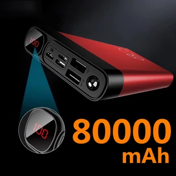Banco de la alimentación por 80000mAh de Carga Rápida USB Doble de Gran Capacidad de Carga Rápida Portátil Powerbank para IPhone Xiaomi Samsung