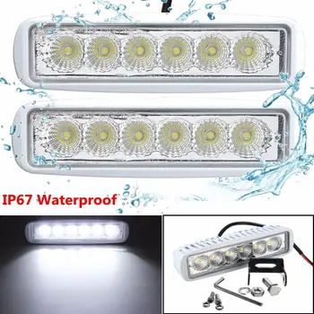2pcs 12V 6 LED Esparcidor de Marina de la Luz de Inundación de Trabajo de Luz Blanca Para el Yate Barco Motocicleta, Camión, Coche