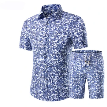 Patrón de Chándal de los Hombres de Verano de trajes de baño de los Hombres del Conjunto de 2020 para Hombre de la Impresión Floral camisetas +pantalones Cortos de Dos piezas y Conjuntos Florales Playa Swaet Traje