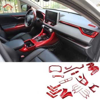 Salpicadero del coche de la Pantalla de marco Cromado molduras Interiores del Interior del Coche ROJO Decoración Para Toyota RAV 4 RAV 4 XA50 50 2019 2020