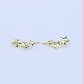 Moda de la Plata Esterlina 925 ear cuff,regalo de Navidad de plata de oro de barrido de la estrella de plata del pendiente