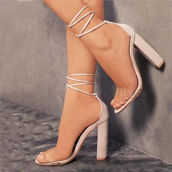 Mujeres Sexy Zapatos De Tacón Alto Sandalias De Mujer De Correa De Tobillo Sandalias De Gladiador De 2020 De Verano De La Señora Transparente Correas De La Parte De Los Zapatos De Gran Tamaño 43