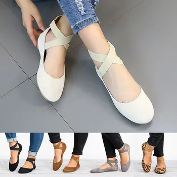 Las señoras de la Correa del Tobillo de Bailarina de Ballet Zapatos resistentes al Desgaste suela antideslizante Transpirable antideslizante Para el Verano