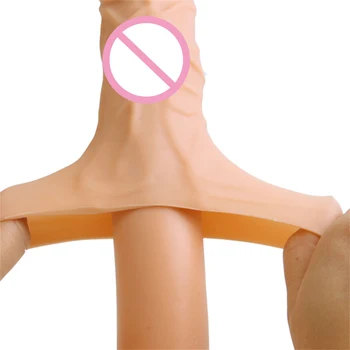 Masculino del pene alargamiento de pene más larga de la manga de mujeres vibrador Puede ser de corta de los hombres Retraso en la eyaculación juguetes sexuales para hombres