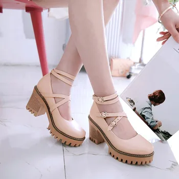 Sweet lolita zapatos de la cruz vendaje de tacón alto de las mujeres zapatos de lolita cosplay zapatos de 3 colores loli cos Japonés kawaii girl