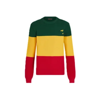 Plumn de los Hombres Suéter de Costuras en Color de la Carta de Cachemira Suéter de Jamaica de Rayas Jersey Suéter de Cachemira de la Tela de Jersey