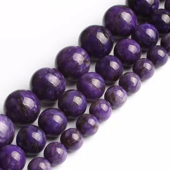 La Piedra Natural de color Púrpura Charoite Cuentas Redondas Sueltas Espaciador Perlas para la Joyería DIY Pendientes Pulsera Collar de 6/8/10mm 15inches