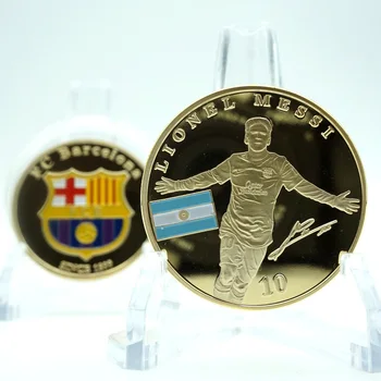 5PCS/Lot de La copa del mundo de Fútbol de la Estrella Lionel Messi Medalla Conmemorativa de Oro Chapado en Color de Pulverización-imprimir Manualidades Monedas