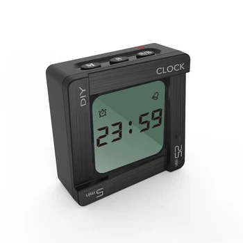 DIY LCD Digital de Reloj de Alarma Configuración Personalizada Flip Vibración Recordatorio, Temporizador de cuenta Regresiva del Reloj de Alarma 2 Baterías AAA Alimentación