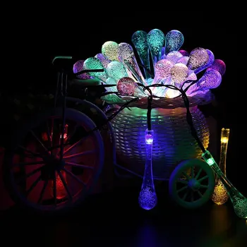 T-AMANECER LED Cadena de Luces de Vacaciones de Hadas Luces Solares, Luces de la Decoración Impermeable IP65 para la Fiesta en el Jardín de la Boda Gota de Agua