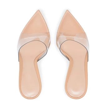 A-BUYBEA PVC de las Mujeres Zapatillas de Gran Tamaño 35-43 Dedo del pie Puntiagudo Super Zapatos de Tacón de Mujer de Fiesta Fuera de los Zapatos de las Señoras