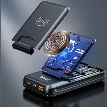Budi Multi-funcional del Banco del Poder de la Caja de Micro USB Puerto USB/iPhone C 10000mAh Banco de Carga Cable de Alimentación Universal Para Xiaomi Mu G4K5